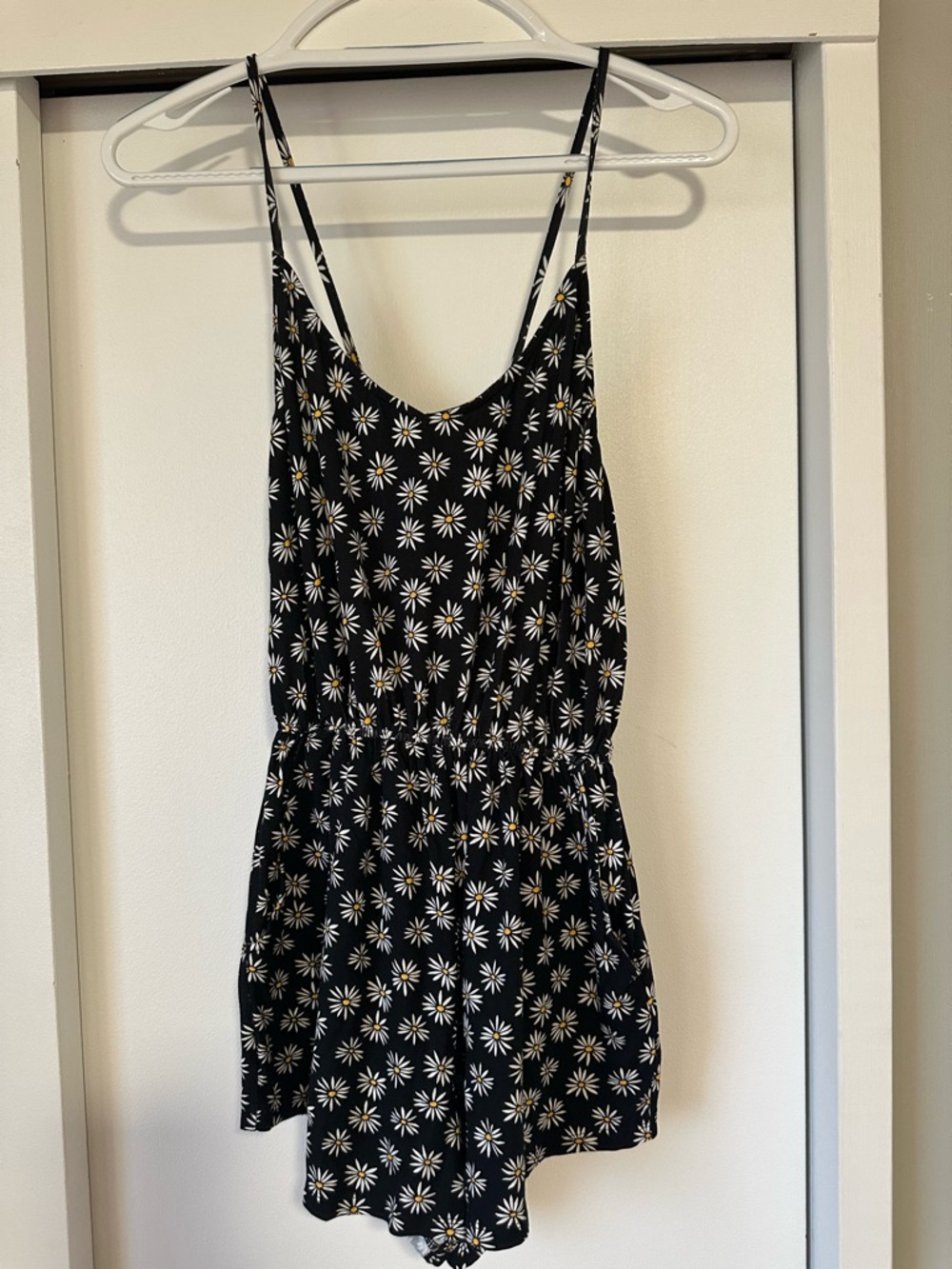 Ava Sky Black Daisy Print Romper